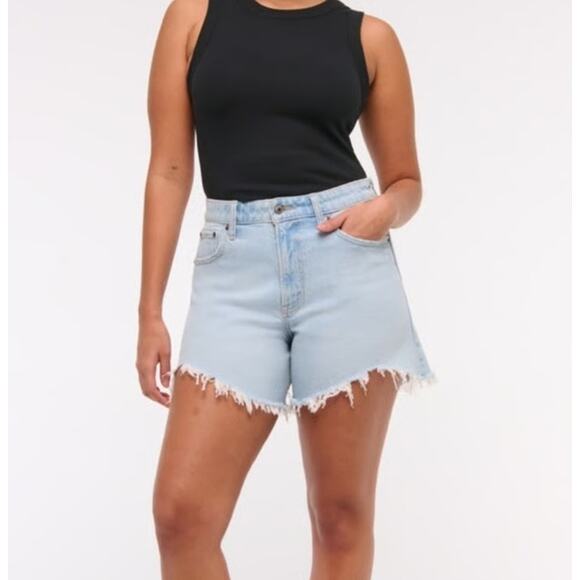Abercrombie & Fitch Pants - Abercrombie & Fitch High Rise Curve Love Dad Shorts Light Wash Blue 26 / 2